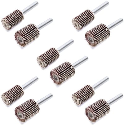 Flapwielen 16mm en 20mm voor slijpen, schuren en polijsten van roest en vernis, 10 stuks met 1/4 inch schacht, korrel 80