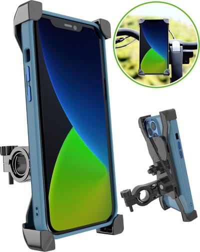 iSetchi CycleSnap Telefoonhouder voor Fiets , Motor & Scooter / Brommer - Anti-Schok laag- Draaibaar & Verstelbaar - Universeel - GSM Mobiel Houder - Fietshouder