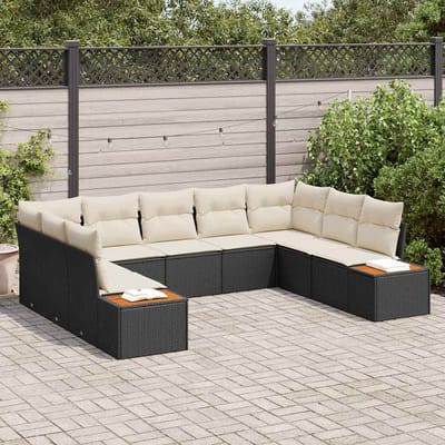 vidaXL - Tuinbank - Set - 5 - st - 9-Aantal - zitplaatsen - Zwart - en - Crème