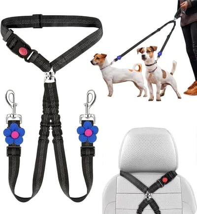 Huisdier Veiligheidsgordel - Honden Autogordel - Veilig Reizen - Intrekbaar Elastisch Ontwerp - 100 cm Lengte - Zwart