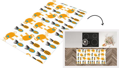 Keukenloper - Loper keuken - Olifant - Ananas - Geel - Patroon - 120x60 cm - Keukenloper vinyl