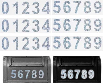 Reflecterende brievenbusnummers, 3 sets 2 inch waterdichte laserbrievenbusnummers voor buiten, zelfklevende nummerstickers voor brievenbus, adresnummers, huis