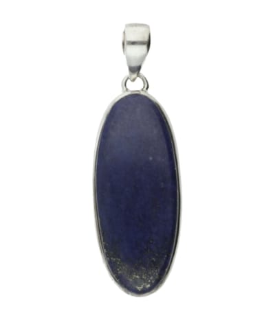 Zilveren Lapis Lazuli edelsteen ovaal lang hanger