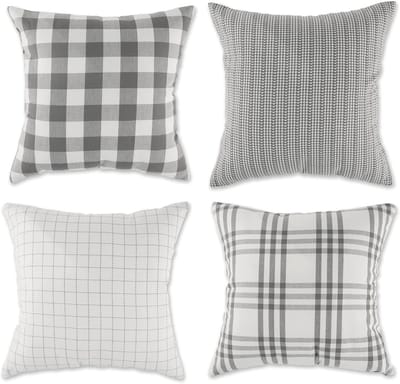 Set van 4 Decoratieve Kussenslopen 45x45 cm Grijs Boerderij Stijl