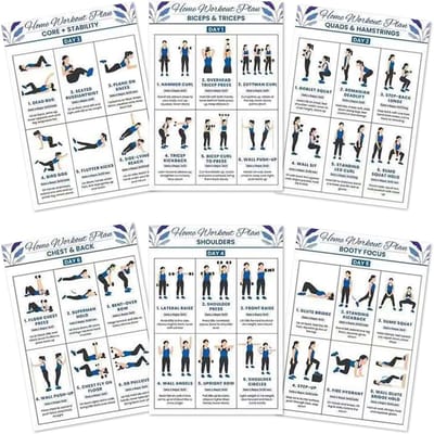 Oefenposters - Trainingsroutines - Thuis Trainen - Complete Lichaamsoefeningen - 25x20 cm