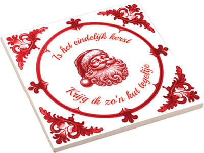 Spreuktegel | "Is het eindelijk kerst, krijg ik zo'n kut tegeltje" Rood | Kuttegel | Cadeau Kerst | Grappig Tegel | Kerstcadeau | Humor
