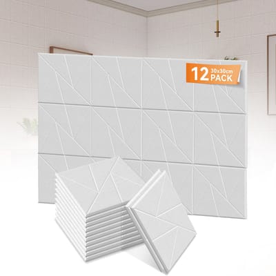 12x V-patroon Akoestische Panelen – Geluidsabsorptie & Studio Akoestiek – Wit – voor KTV, Studio & Bar