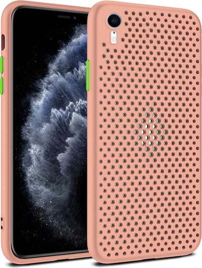 Smartphonica iPhone Xr siliconen hoesje met gaatjes - Zalm geschikt voor Apple iPhone XR