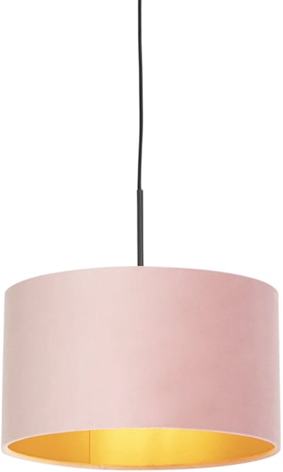 QAZQA combi - Landelijke Hanglamp met kap - 1 lichts - Ø 350 mm - Roze - Woonkamer | Slaapkamer | Keuken