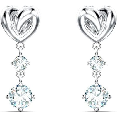 Boucles d'oreilles Nœud Romantique Scintillant Cœur d'Amour Lifelong Swarovski pour Femmes Argent Blanc 5517943 Box+Shopping Bag white
