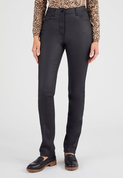 Damart - 5-pocket gecoate broek - Dames - Zwart - 48