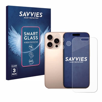 3 Stuks Savvies Screenprotector - geschikt voor Apple iPhone 16 Pro (Voor+Camera) - beschermfolie glas transparant