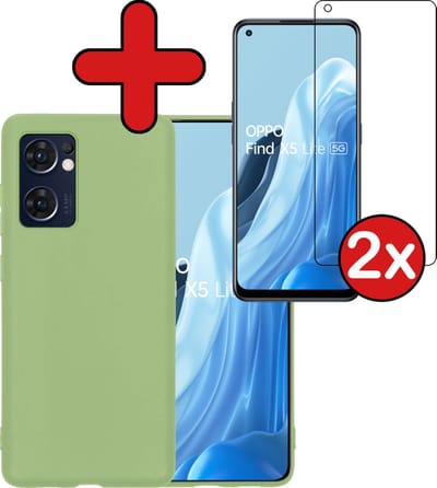 Hoesje - Met 2x Screenprotector - Geschikt voor OPPO Find X5 Lite - Sterk & Shockproof - Telefoon Hoes - Back Cover - Siliconen Case - Telefoonhoes - Groen