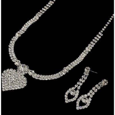 Collier et boucles d'oreilles avec pendentif en strass pour clavicule, ensemble de colliers et boucles d'oreilles pour mariée, tempérament polyvalent argenté