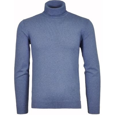 Ragman Trui Col Cotton Cashmere Uni Duivenblauw / male