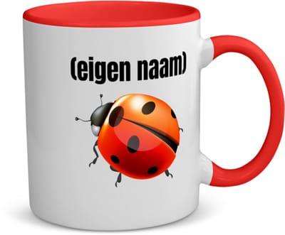 Akyol - lieveheersbeestje met eigen naam koffiemok - theemok - rood - Lieveheersbeestje - lieveheersbeestje liefhebbers - iemand die houdt van lieveheersbeestjes - verjaardag - cadeau - kado - 350 ML inhoud