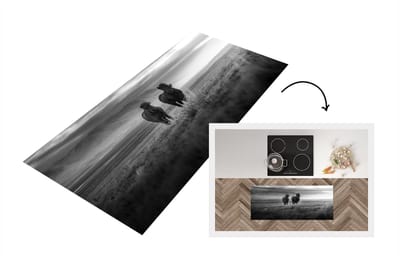 Keukenloper - Loper keuken - Paarden - Zon - Zwart - Wit - 120x50 cm - Keukenloper vinyl