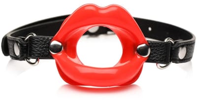 juicy lips - siliconen open mond gag - rood