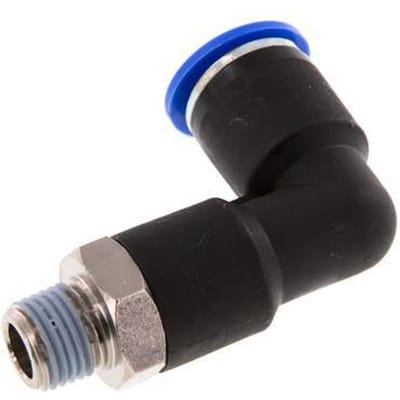 12mm x R1/4'' 90 graden L-verbinding Messing/PA 66 Insteekfitting Buitendraad Lange Behuizing Draaibaar NBR [2 Stuks]