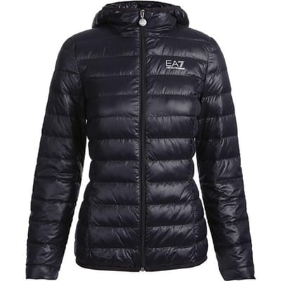 Emporio Armani EA7 SS23 Letter En Cijfer Print Met Capuchon Casual Donsjack Damesjassen Zwart 8NTB14-TN12Z-1200 XS black