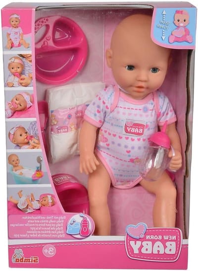 Babypop - Speelpop Baby - Babyverzorging Nabootsen - Drink- en plasfunctie - 38 cm - Meerkleurig
