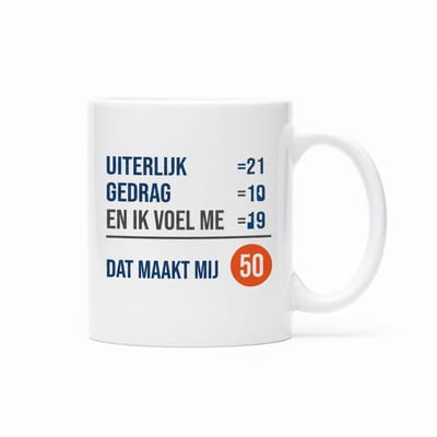 Grappige 50ste Verjaardag Mok – “Dat Maakt Mij 50” Humor Koffiemok 330 ml – Perfect Cadeau voor een 50e Verjaardag