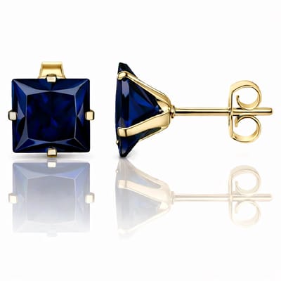 LGT JWLS Classic Stud Oorbellen Vierkant - Blauw Goud-8mm