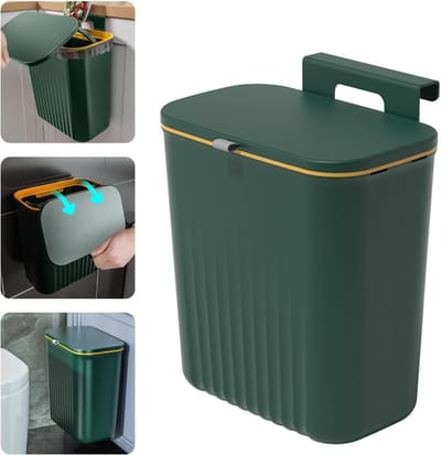 Praktische 9 L Afvalbak voor Keuken en Badkamer met Deksel, Hangende Vuilnisbak voor Compost en Caravan, Ideaal voor Huishoudelijk Afval