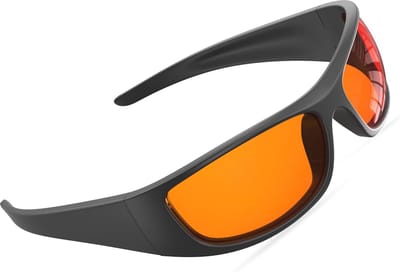 Bloomoak 99% blauw licht blokkerende bril, nachtelijke slaapbril, computerbril, wraparound blokken boven-, zij- en voorblauwe lichten, voor nachtgebruik, telefoons, Oranje - 99% - Zwart Frame, 63