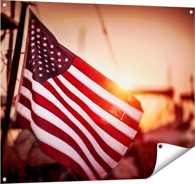 Gards Tuinposter Amerikaanse Vlag - Verenigde Staten - 100x80 cm - Tuindoek - Tuindecoratie - Wanddecoratie buiten - Tuinschilderij