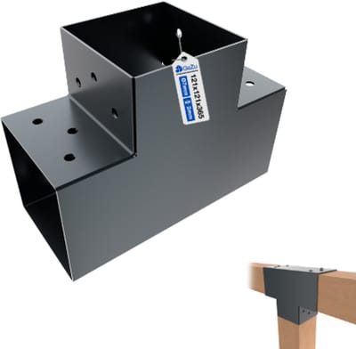 GeZu Impex T Paalverbinder voor pergola 121 × 121 mm – Antracietgrijs