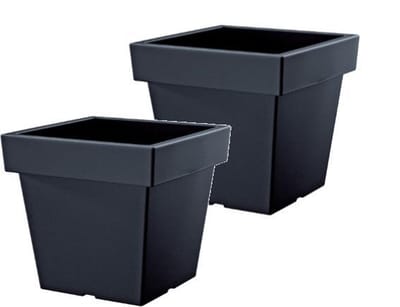 Bloempot Vierkant Lofly Low 19x19x18cm ANTRACIET Prosperplast / 2 STUKS ! /