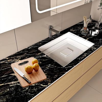 Plakfolie Werkblad - Keukenfolie Marmer - Keuken Renoveren - Waterdicht Hittebestendig - Op Maat Te Snijden - Marmerlook