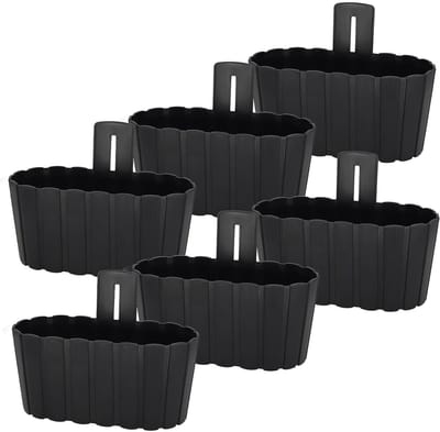 KOTARBAU® Balkonbak - Bloembak voor Balkon - Balkon Plantenbak 28x14x13 cm 6 stuks - Balkonbak met Houder - Kunststof Plantenbak - Anthrazit
