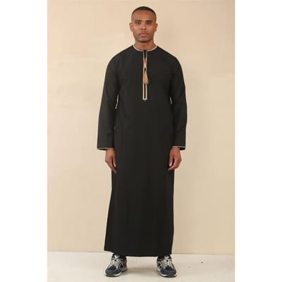 Omani Eid zwarte Thobe Saudi Emirati Jubba-jas voor heren