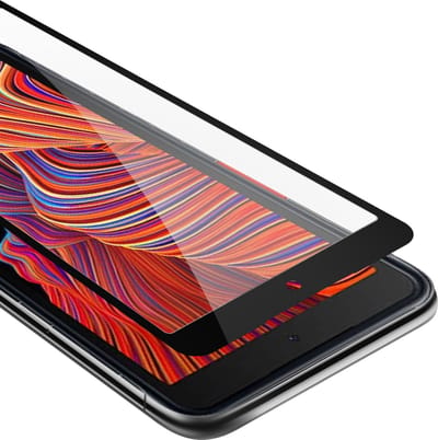 Cadorabo Screenprotector geschikt voor Samsung Galaxy XCover 5 Volledig scherm pantserfolie Beschermfolie in TRANSPARANT met ZWART - Gehard (Tempered) display beschermglas in 9H hardheid met 3D Touch
