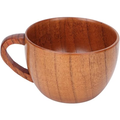 Tasse à café en bois Tasse à thé Rétro Tasse à base plate avec anse pour maison école bureau L(for 6.5-9kg) brown