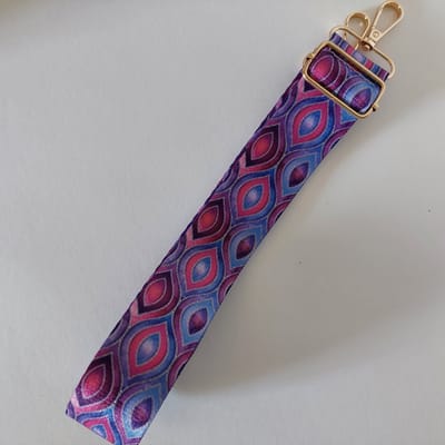 tasband in prachtige paars - blauw - rood achtige tinten - messing haakjes - verstelbaar