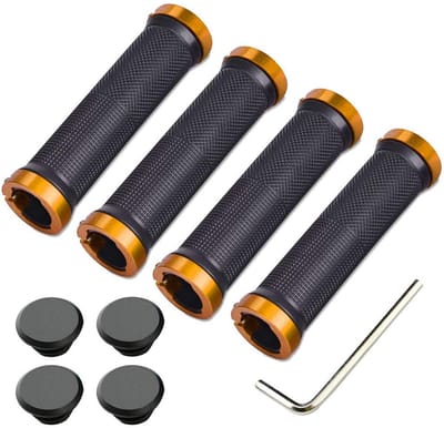 Allecto - Stuurgrepen - Antislip rubberen handgrepen - Ergonomisch ontwerp - Goud - MTB-handgrepen - Geschikt voor mountainbikes - 22 mm stuurdiameter