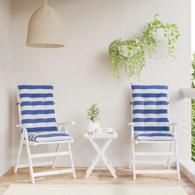 vidaXL - Buitenkussen - 2 - st - Stof - Blauw - en - Wit - 120 - x - 50 - x - 7 - cm
