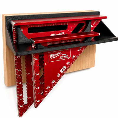 Winkelhaak Houder Geschikt voor Milwaukee Rafter Square en Trim Square – Wandhouder voor Gereedschap – Geschikt voor 17,8 cm en 11,4 cm Winkelhaken – Zwart