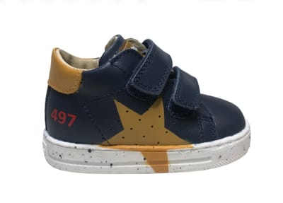 Falcotto velcro's okergele ster lederen sneaker Salazar navy mt 18