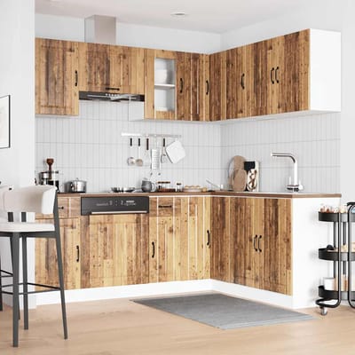 vidaXL - 11-delige - Keukenkastenset - Kalmar - bewerkt - hout - oud - houtkleurig