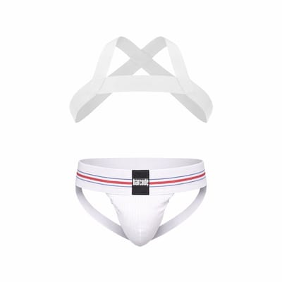 Barcode Berlin Multipack 1x Boris Jockstrap + 1x Harness Matt White - MAAT XL - Heren Ondergoed - Jockstrap voor Man - Mannen Jock