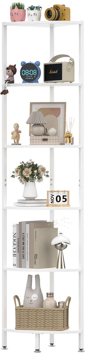 PIPIPOXER-Boekenkast - Boekenrek - 43x172cm - Opbergkast - Wandkast - Vitrinekast - Stellingkast - Woonkamer Kast met LED Verlichting - 6 Niveaus-Wit