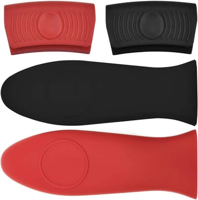 Set van 4 Stuks Siliconen Panlids met Hittebestendige Handvatten voor Gietijzeren Pannen en Potten