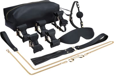 Kiotos - BDSM Kit met 8 items met Strikken in Etui - Zwart