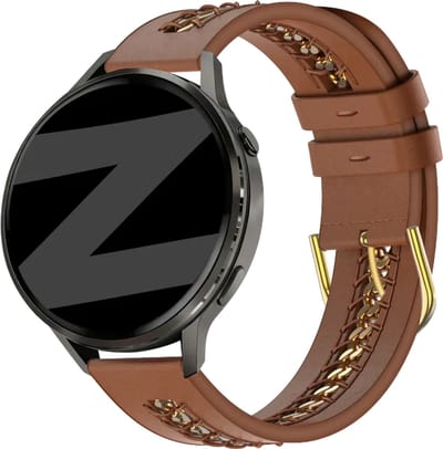 Bandz Leren 'Chains' bandje geschikt voor Samsung Galaxy Watch 7 (40/44mm) / Galaxy Watch 6 (Classic) / Galaxy Watch 5 (Pro) / Galaxy Watch 4 / Watch 3 / Watch FE / Polar Ignite 3-2 / Pacer / Unite / Huawei GT3 - GT2 / Amazfit GTS 4-3-3 Bruin