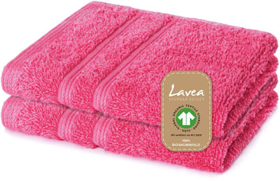 Lavea® 2 Wasdoekjes 30x30 cm van 100% biologisch katoenen badstof, zacht en absorberend, voor thuis, hotel en spa – ook ideaal als gezicht- en handdoekje – Roodpaars