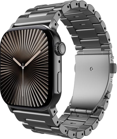 Cazy horlogebandje geschikt voor Apple Watch Bandje (Titanium) - Smartwatchbandjes (+Horloge inkortset) - Universeel bandje geschikt voor Apple Watch 38/40/41/42 mm - Grijs